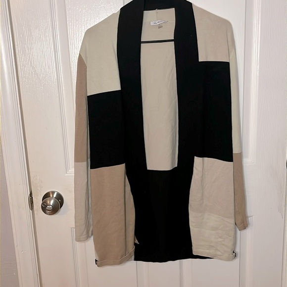 Vila Milano Color Block Cardigan - Black, Tan & Cream - Picture 1 of 3